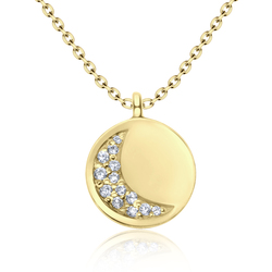 Gold Plated CZ Crescent Moon Silver Necklace SPE-2959-GP